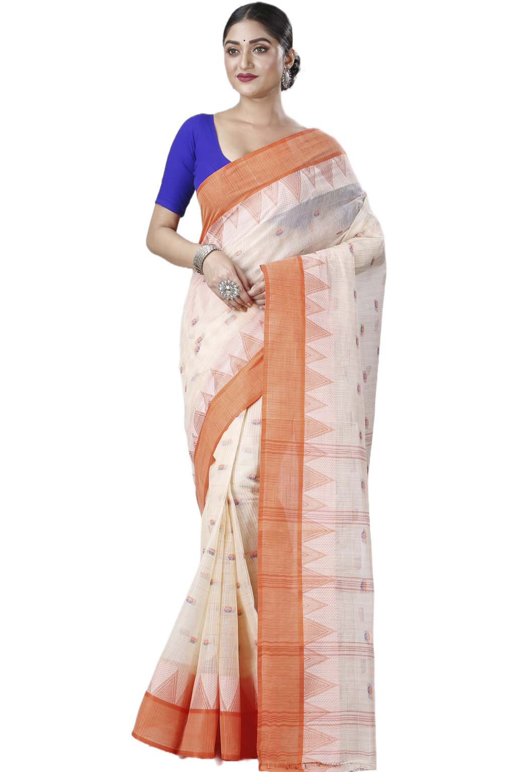 Orange Pure Cotton Ishvari Tant Saree (1080)